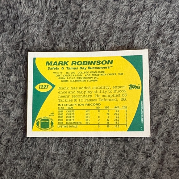 Topps Tampa Bay Buccaneers Mark Robinson Football Card - Picture 2 of 2